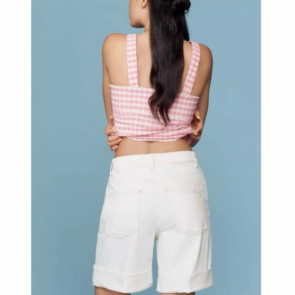 Anthropologie Pilcro Austyn High Rise Cuffed Bermuda Jean Shorts White Size 25 - Picture 4 of 10